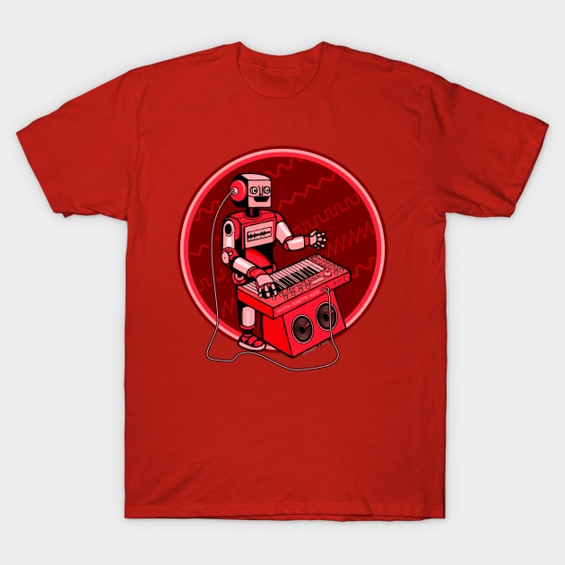 Synth Musician Robot playing Synthesizer T-Shirt by Mewzeek_T